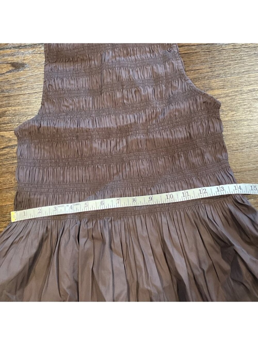 NWT Madewell Melody Smocked Mini Dress Women's Sz S Brown Sleeveless Pockets - Picture 8 of 11